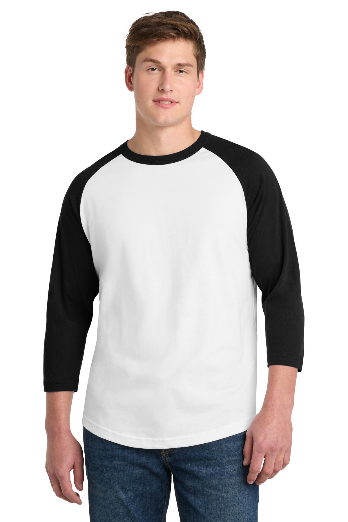 Sport-Tek Colorblock Raglan Jersey.  T200 - White/ Black