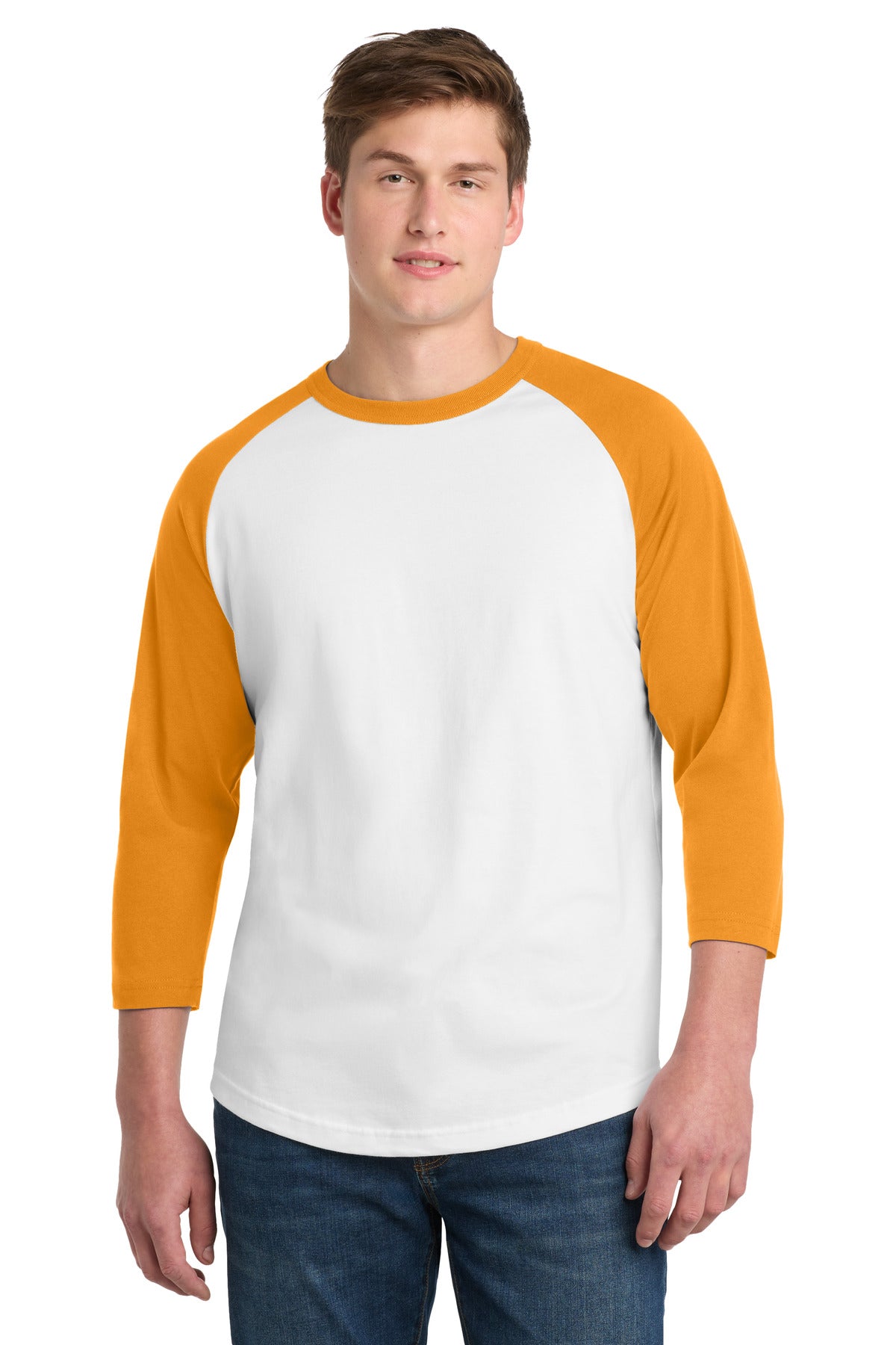 Sport-Tek Colorblock Raglan Jersey.  T200 - White/ Gold