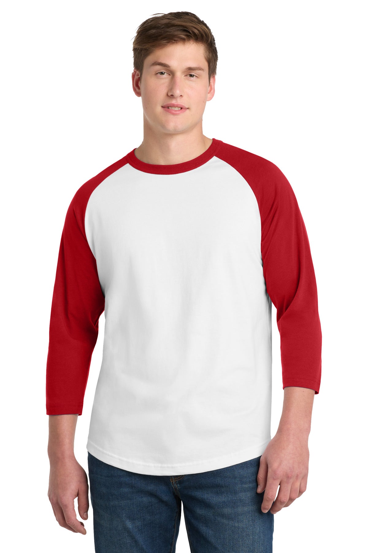 Sport-Tek Colorblock Raglan Jersey.  T200 - White/ Red