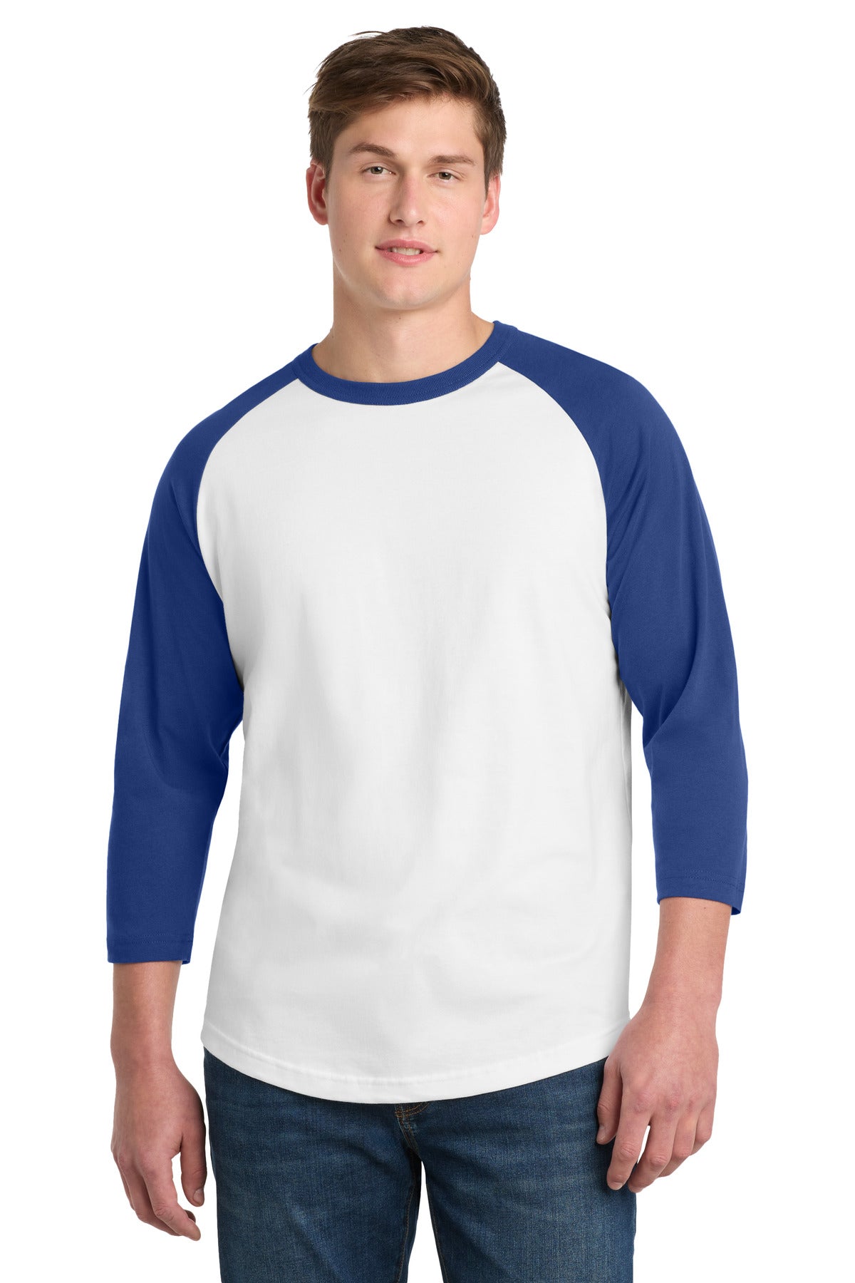Sport-Tek Colorblock Raglan Jersey.  T200 - White/ Royal
