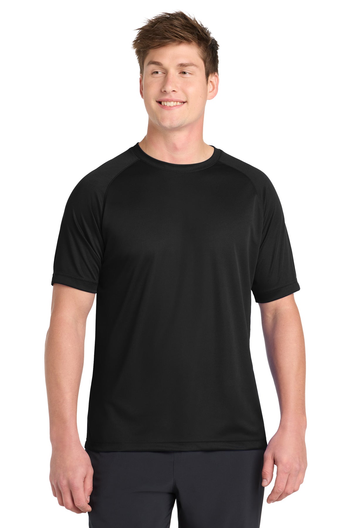 Sport-Tek Dry Zone Short Sleeve Raglan T-Shirt. T473 - Black