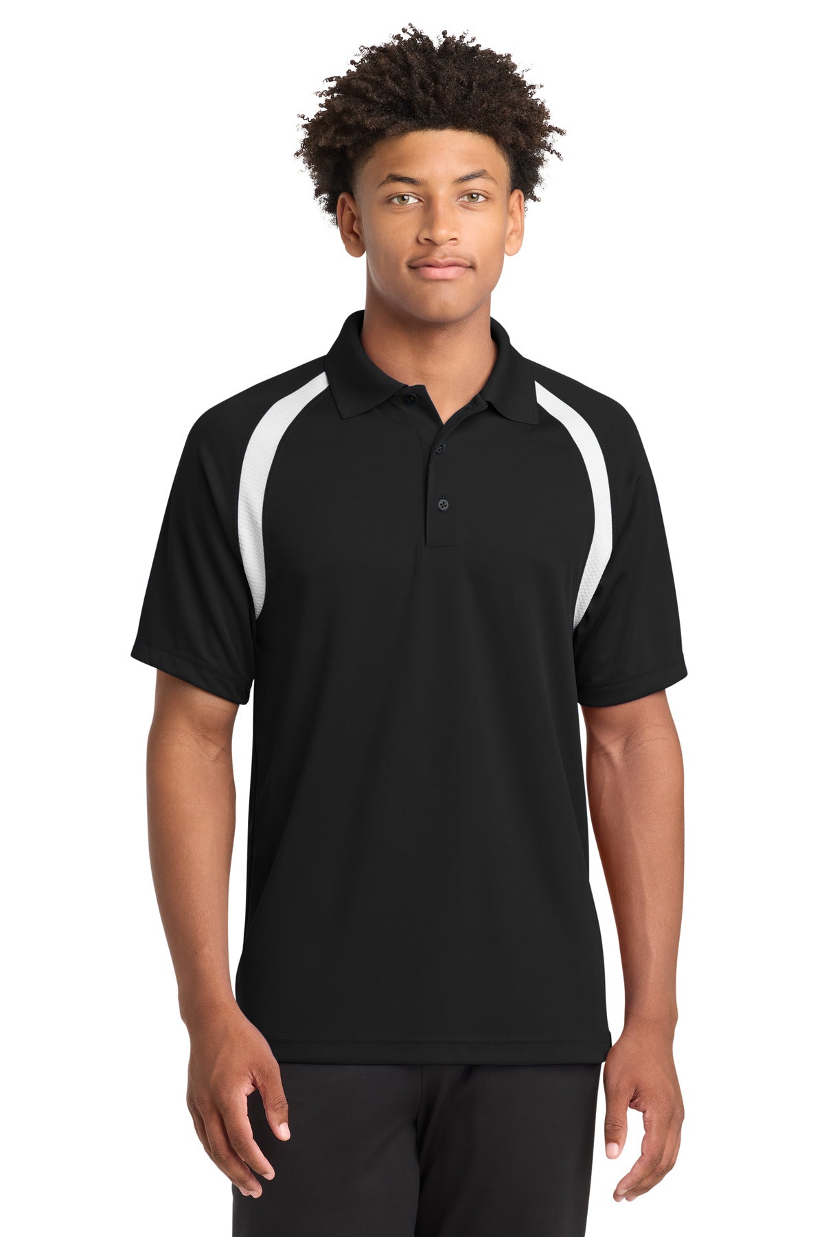 Sport-Tek Dry Zone Colorblock Raglan Polo. T476 - Black/ White