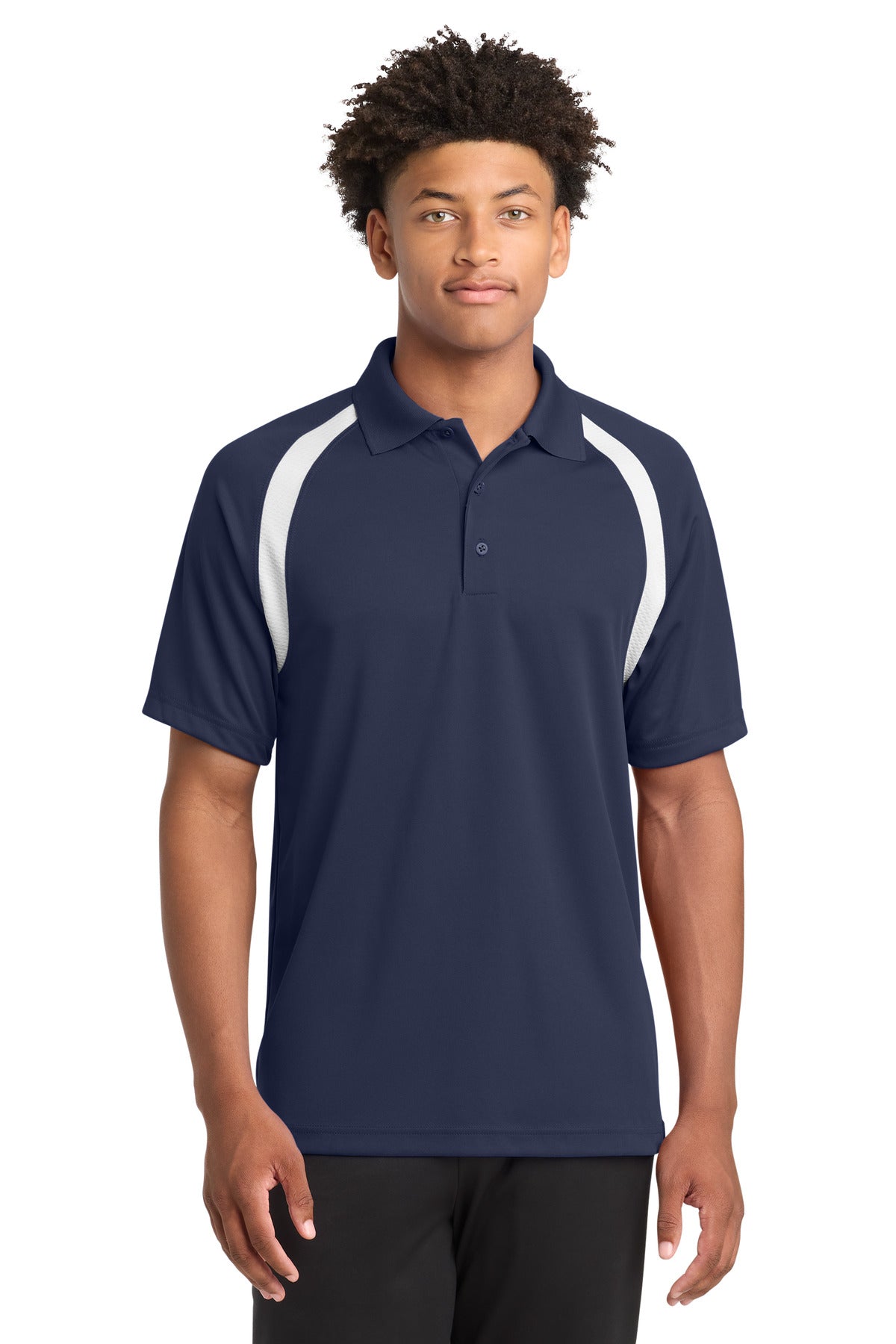 Sport-Tek Dry Zone Colorblock Raglan Polo. T476 - True Navy/ White