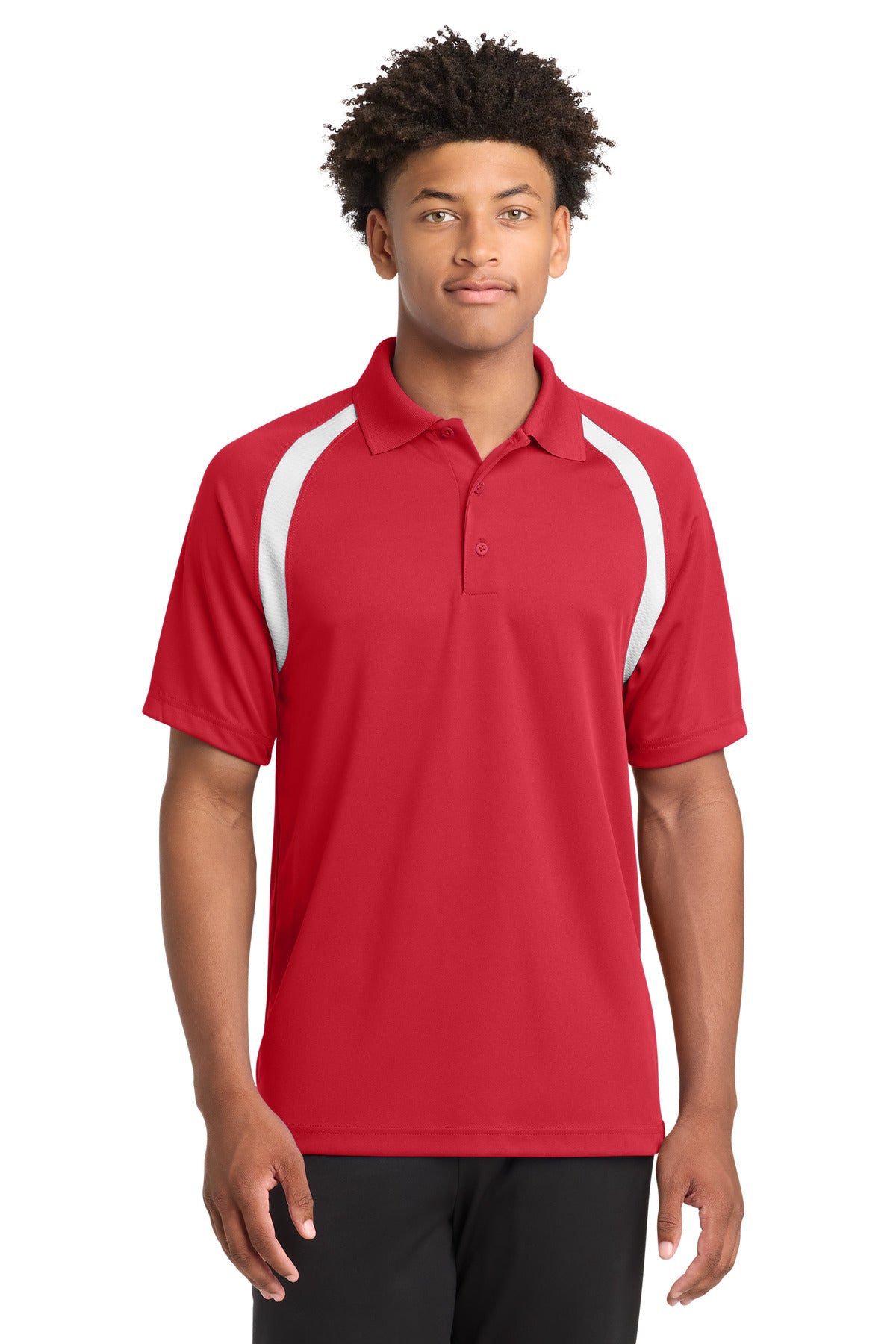 Sport-Tek Dry Zone Colorblock Raglan Polo. T476 - True Red/ White