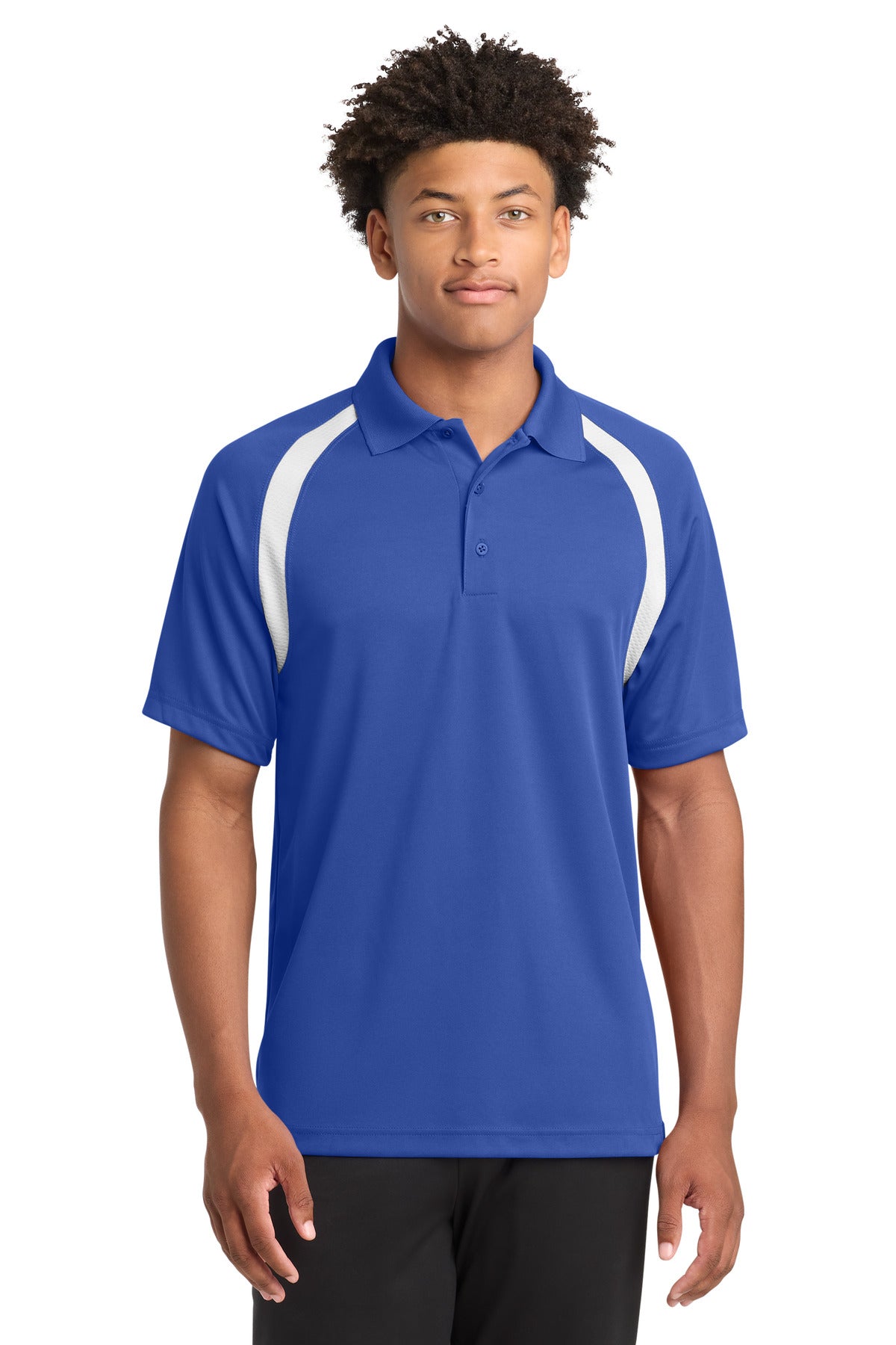 Sport-Tek Dry Zone Colorblock Raglan Polo. T476 - True Royal/ White