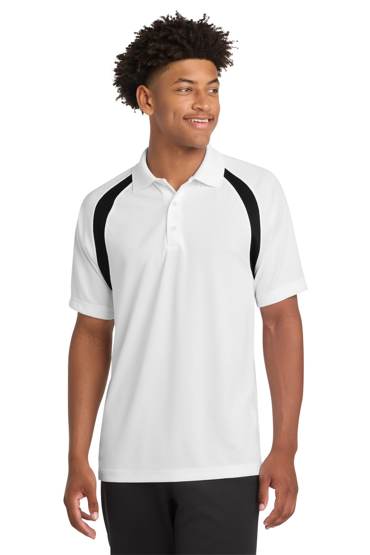 Sport-Tek Dry Zone Colorblock Raglan Polo. T476 - White/ Black