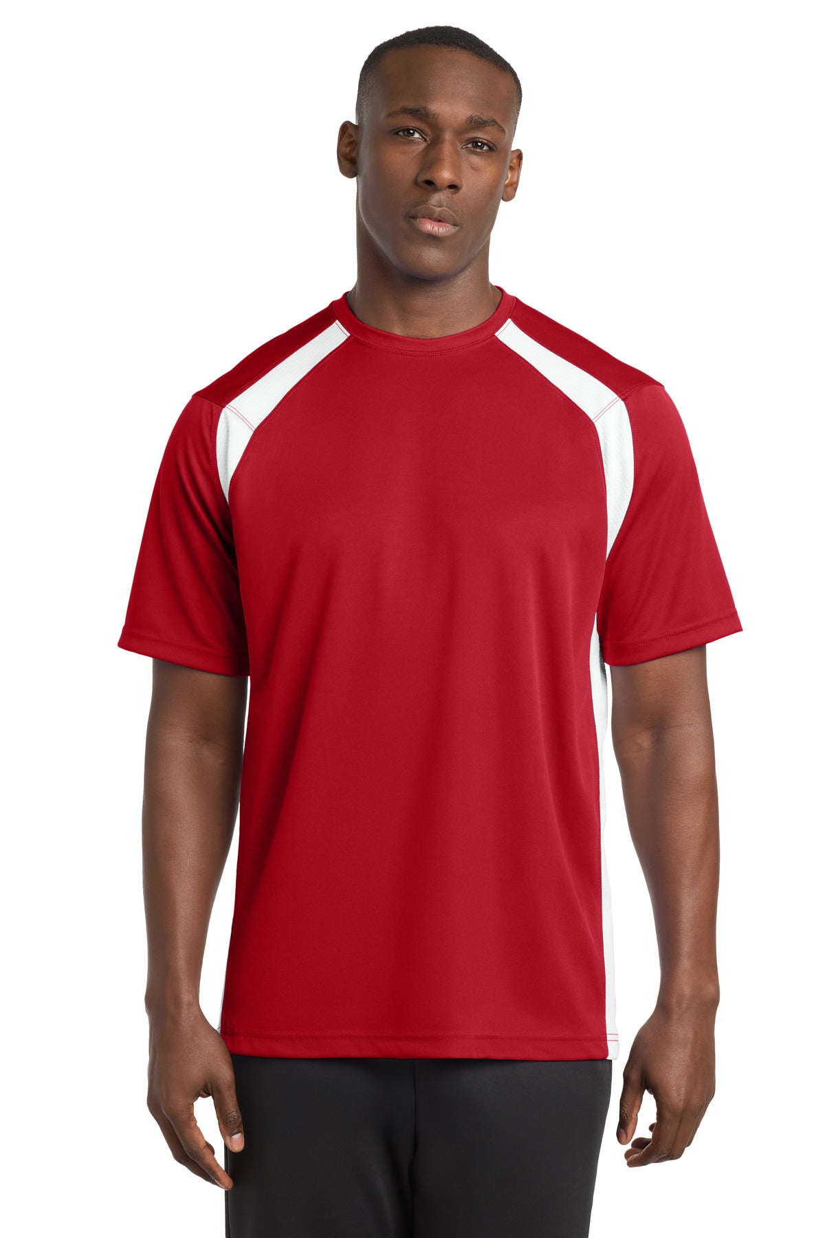 Sport-Tek Dry Zone Colorblock Crew. T478 - True Red/ White