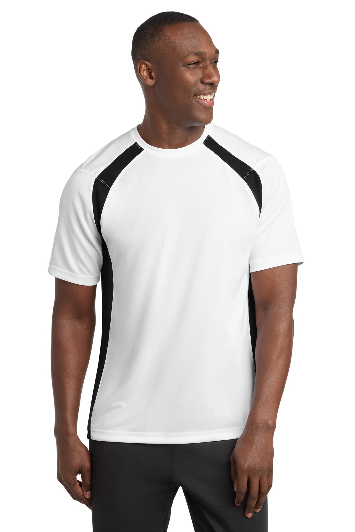 Sport-Tek Dry Zone Colorblock Crew. T478 - White/ Black