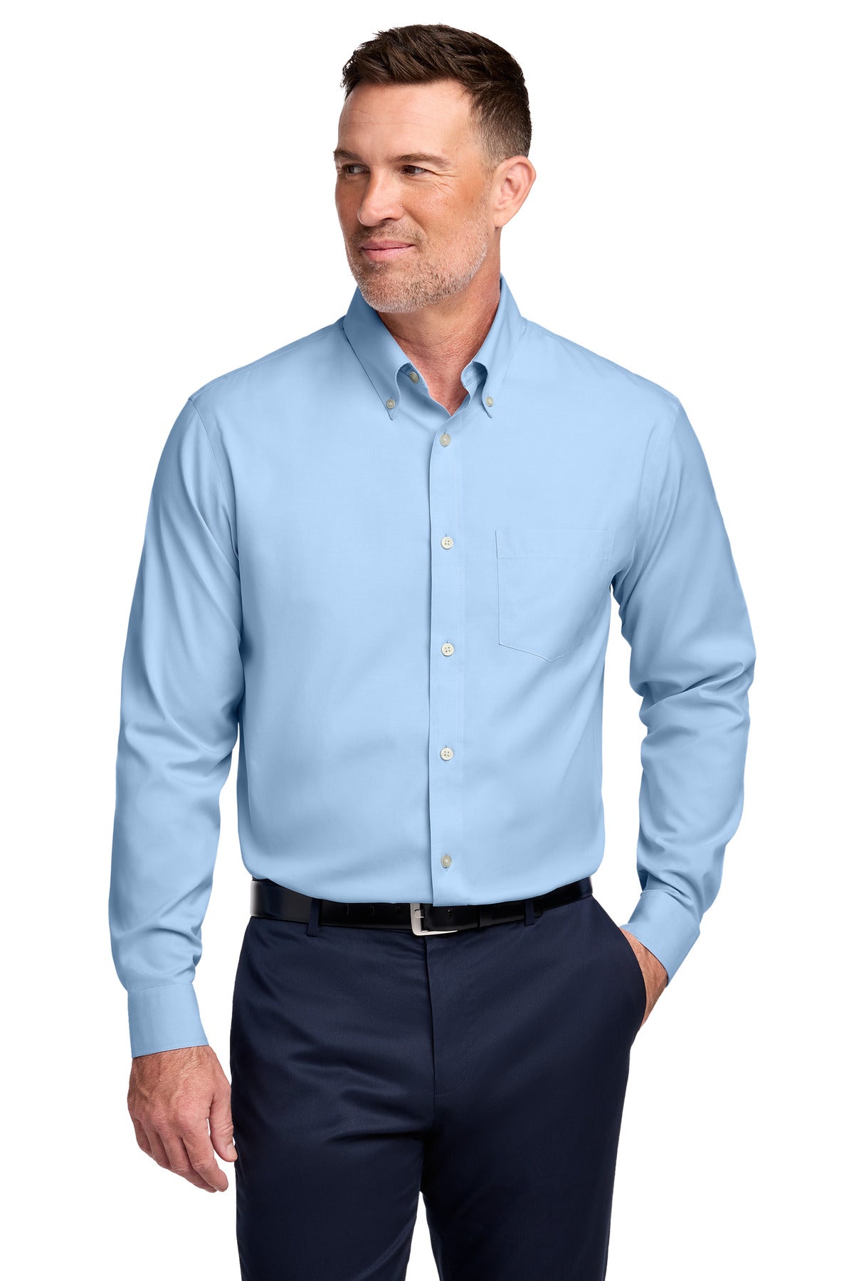 Brooks Brothers Tall Wrinkle-Free Stretch Pinpoint Shirt TBB18000 - Newport Blue