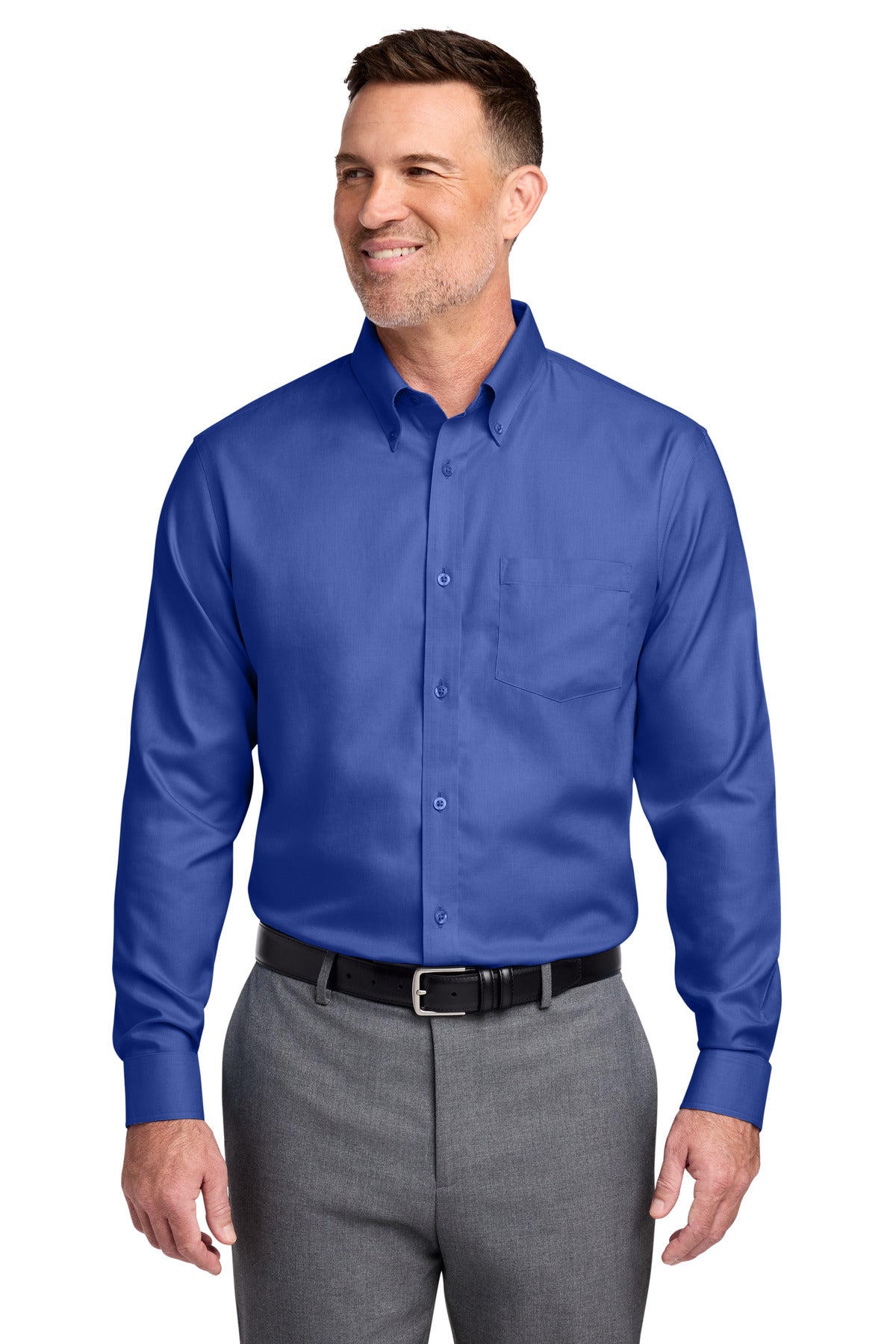 Brooks Brothers Tall Wrinkle-Free Stretch Nailhead Shirt TBB18002 - Cobalt Blue