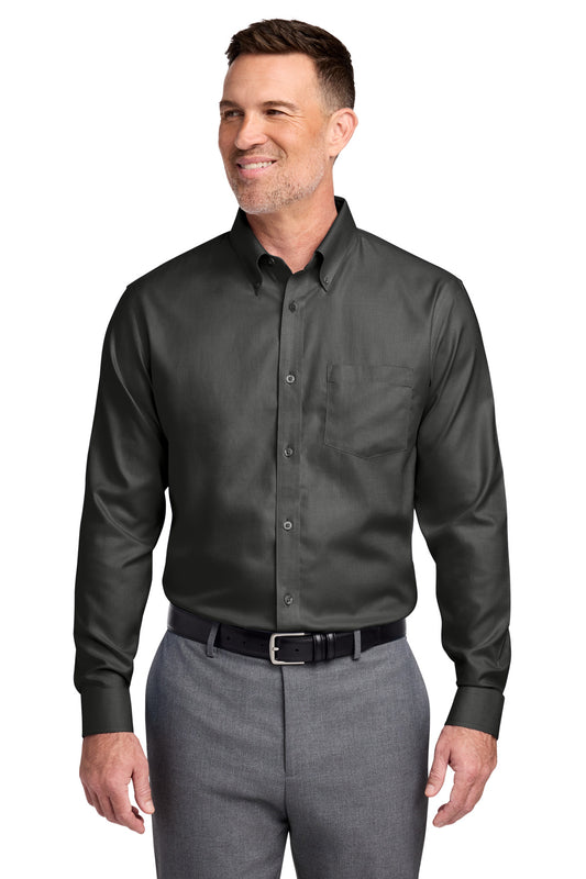 Brooks Brothers Tall Wrinkle-Free Stretch Nailhead Shirt TBB18002 - Deep Black
