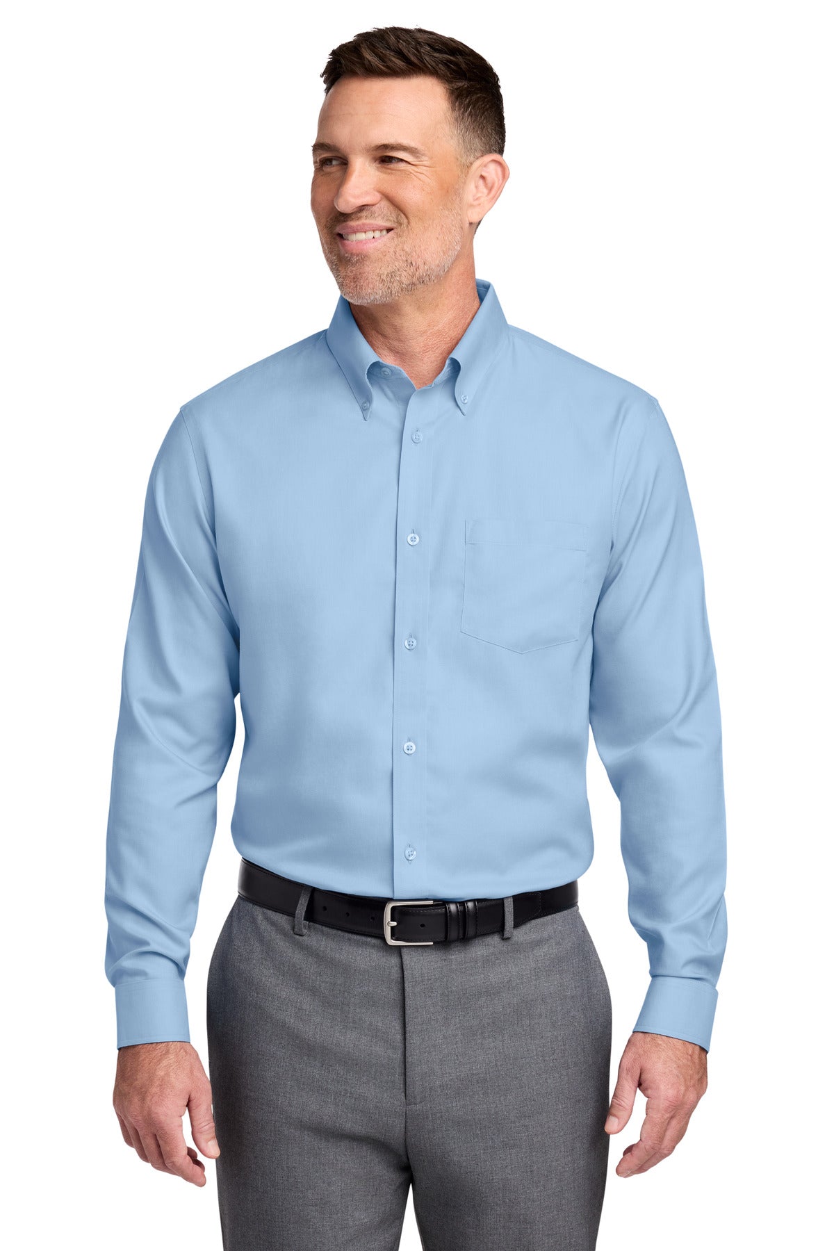 Brooks Brothers Tall Wrinkle-Free Stretch Nailhead Shirt TBB18002 - Newport Blue