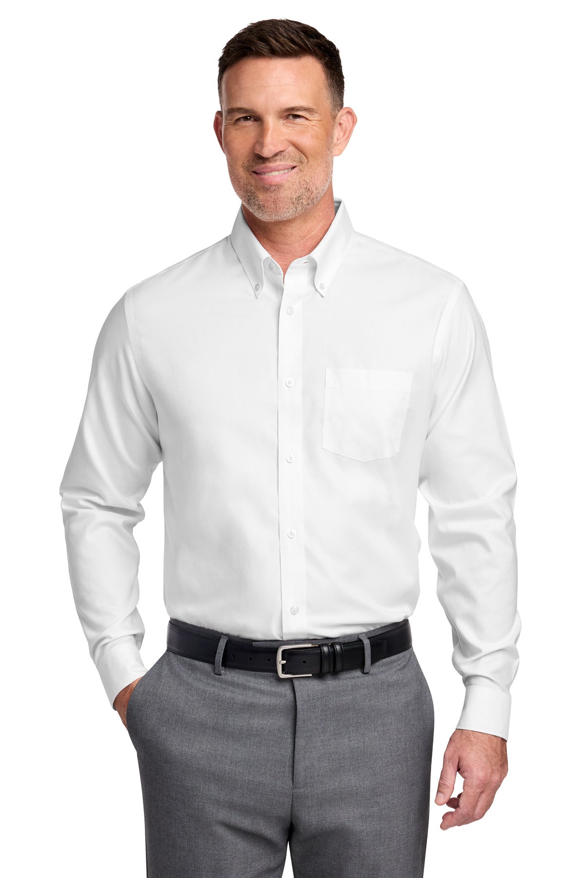 Brooks Brothers Tall Wrinkle-Free Stretch Nailhead Shirt TBB18002 - White
