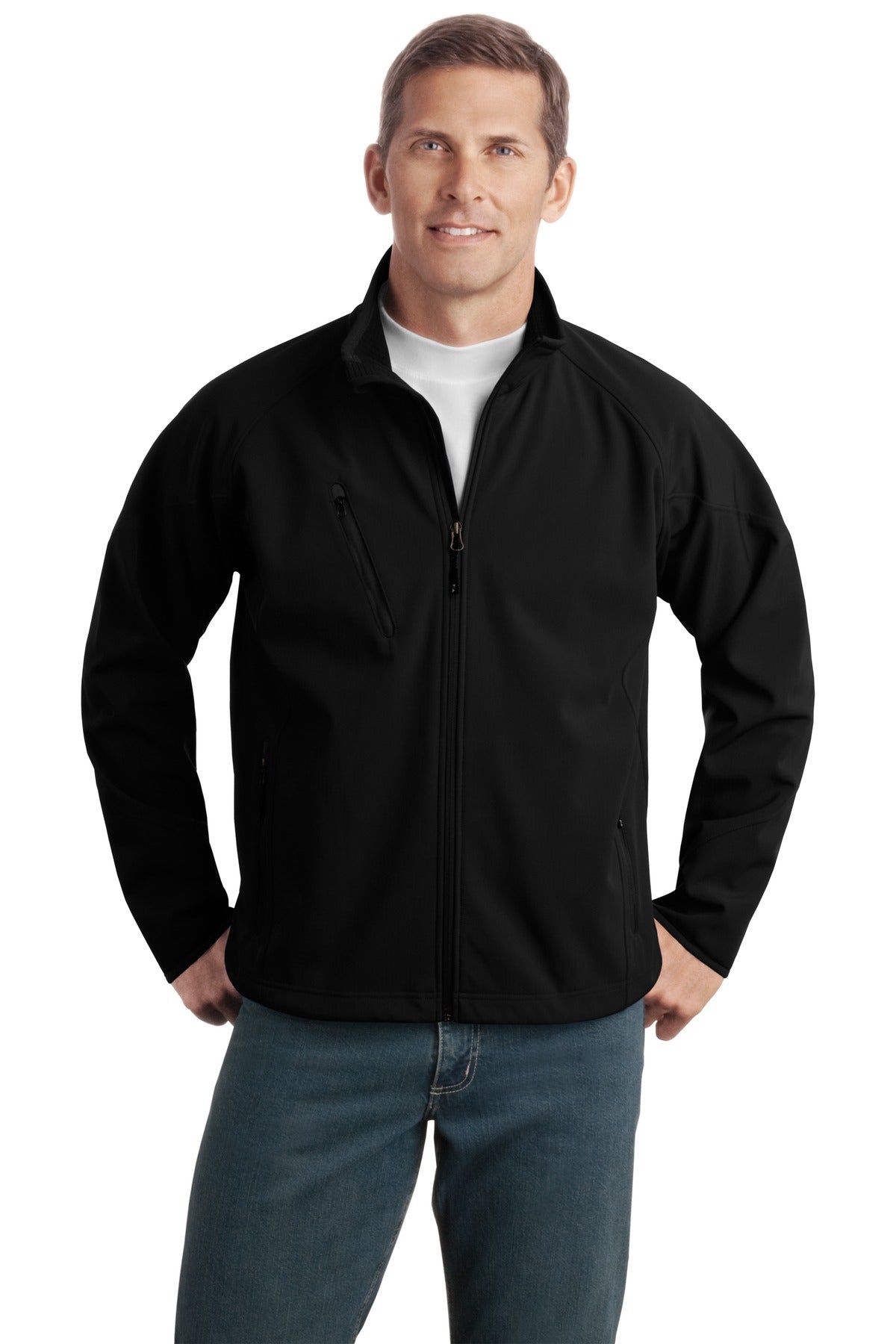 Port Authority Tall Textured Soft Shell Jacket. TLJ705 - Black
