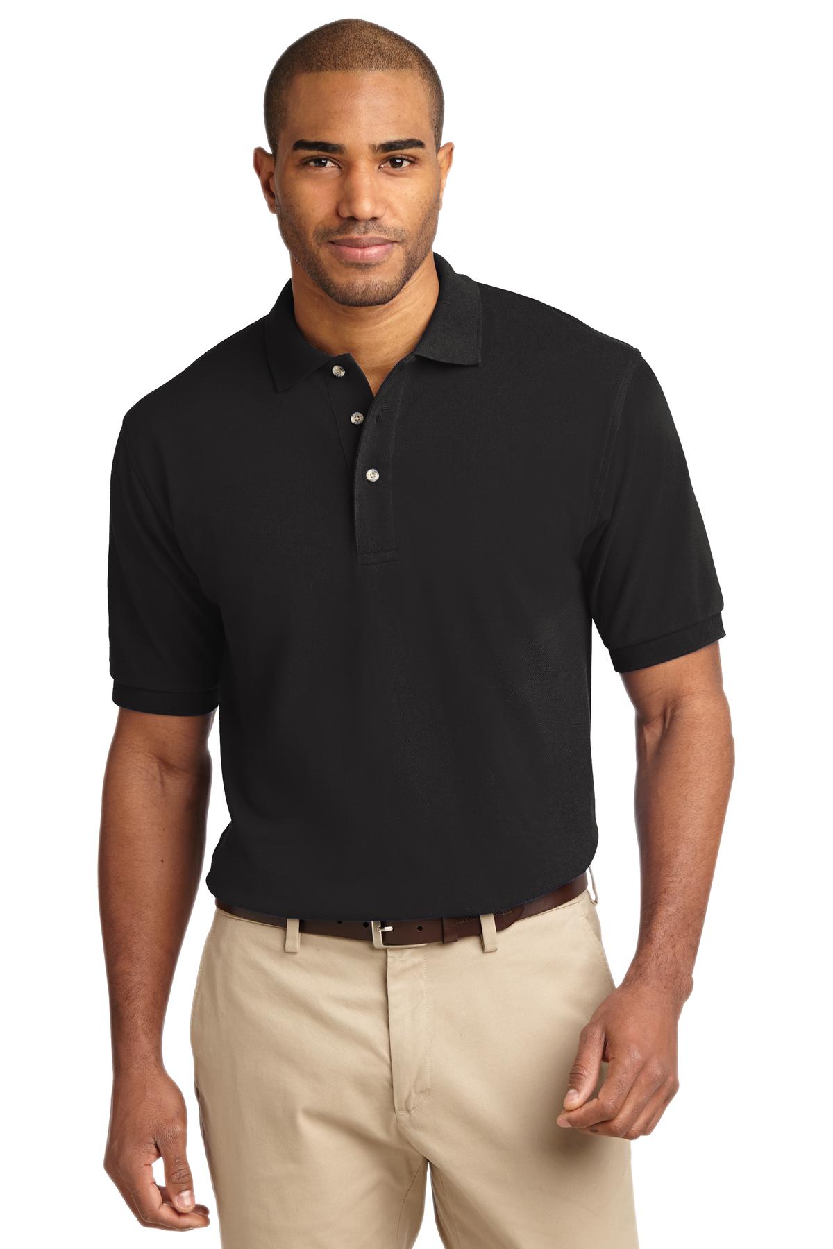 Port Authority Tall Heavyweight Cotton Pique Polo.  TLK420 - Black