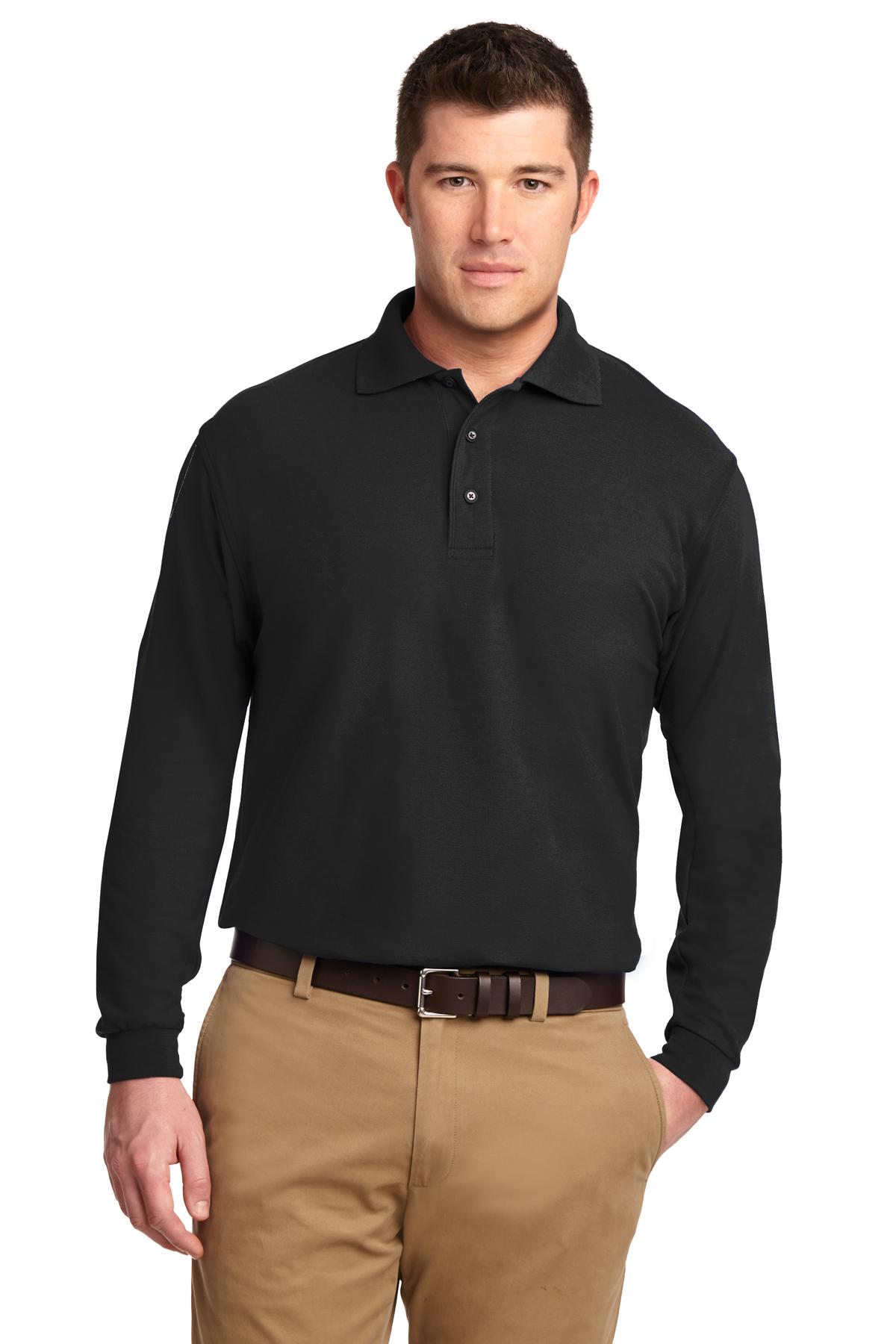 Port Authority Tall Silk Touch Long Sleeve Polo. TLK500LS - Black