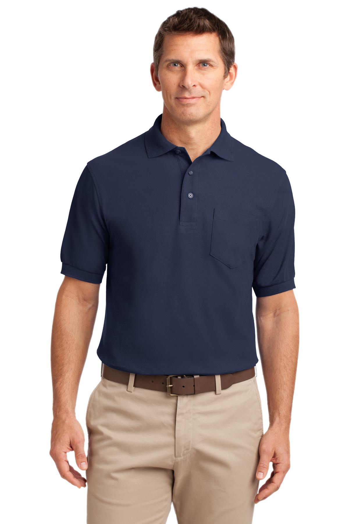 Port Authority Tall Silk Touch Polo with Pocket. TLK500P - Navy