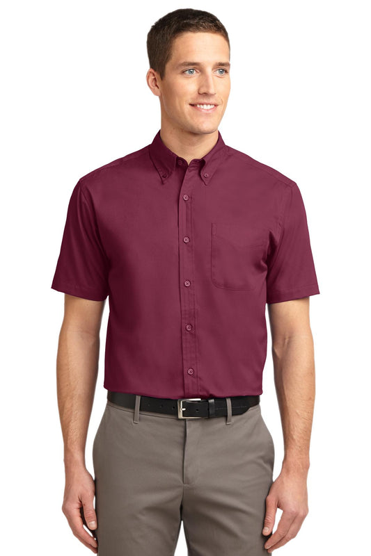 Port Authority Tall Short Sleeve Easy Care Shirt. TLS508 - Burgundy/ Light Stone
