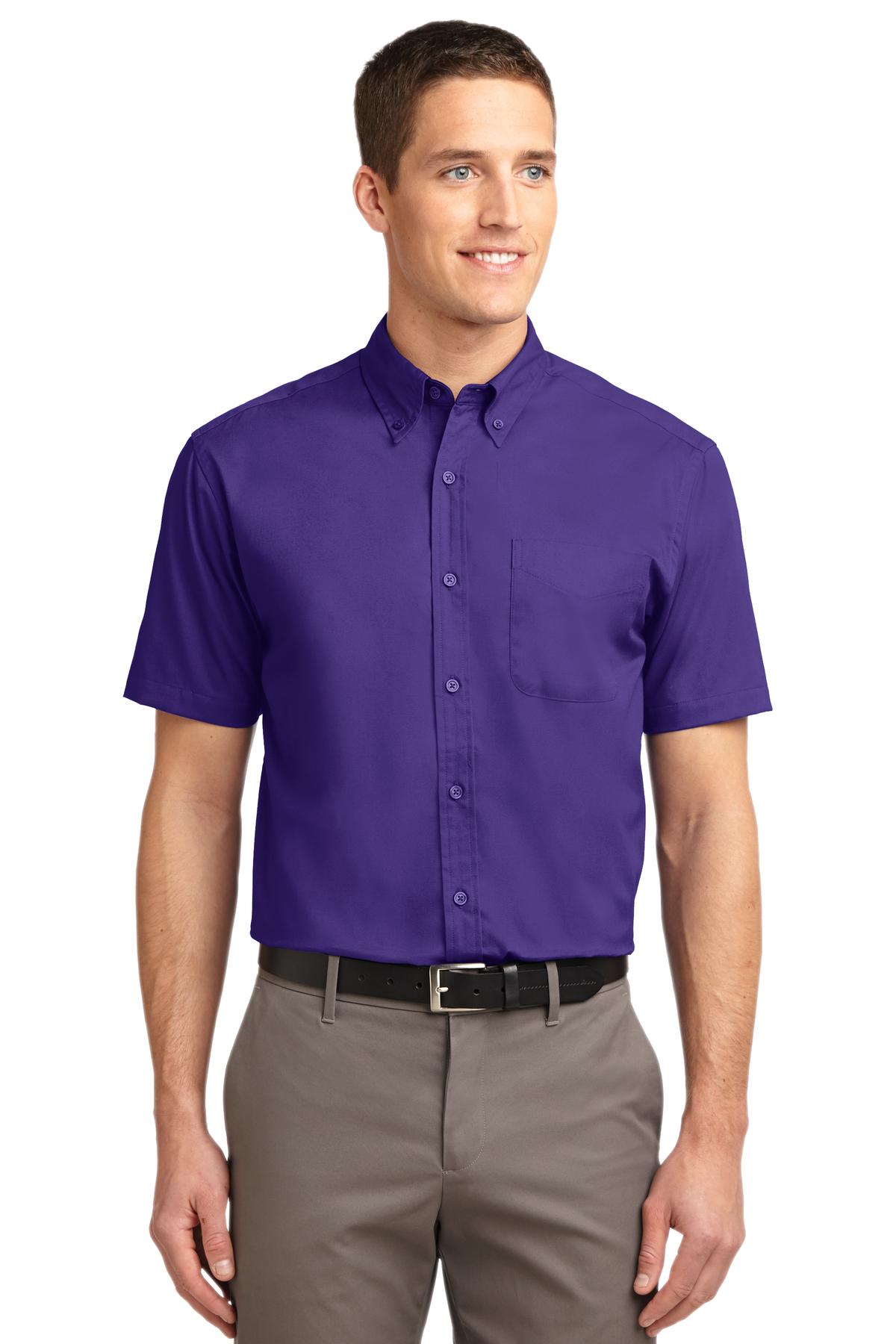 Port Authority Tall Short Sleeve Easy Care Shirt. TLS508 - Purple/ Light Stone