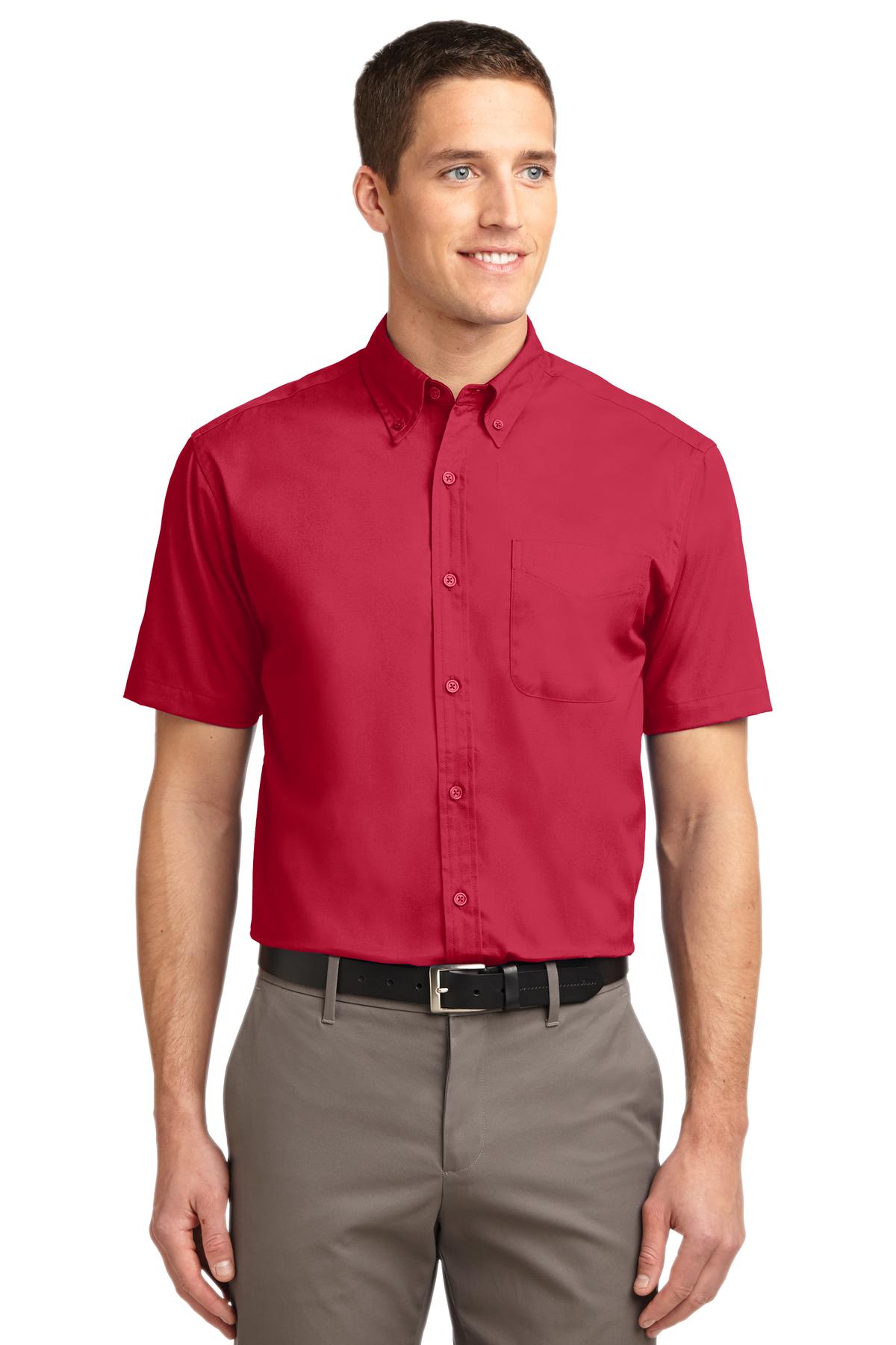 Port Authority Tall Short Sleeve Easy Care Shirt. TLS508 - Red/ Light Stone