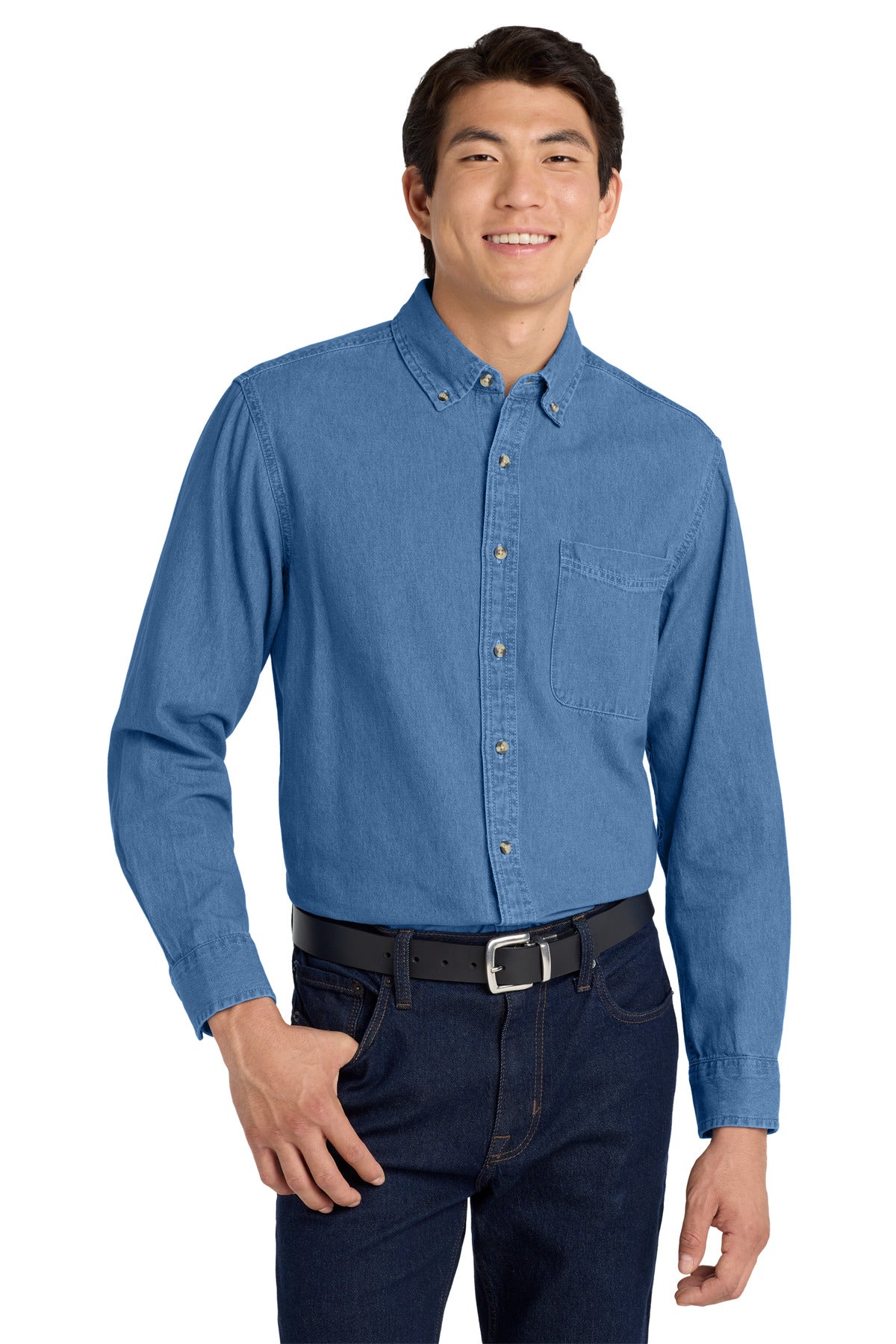Port Authority Tall Long Sleeve Denim Shirt. TLS600 - Faded Blue