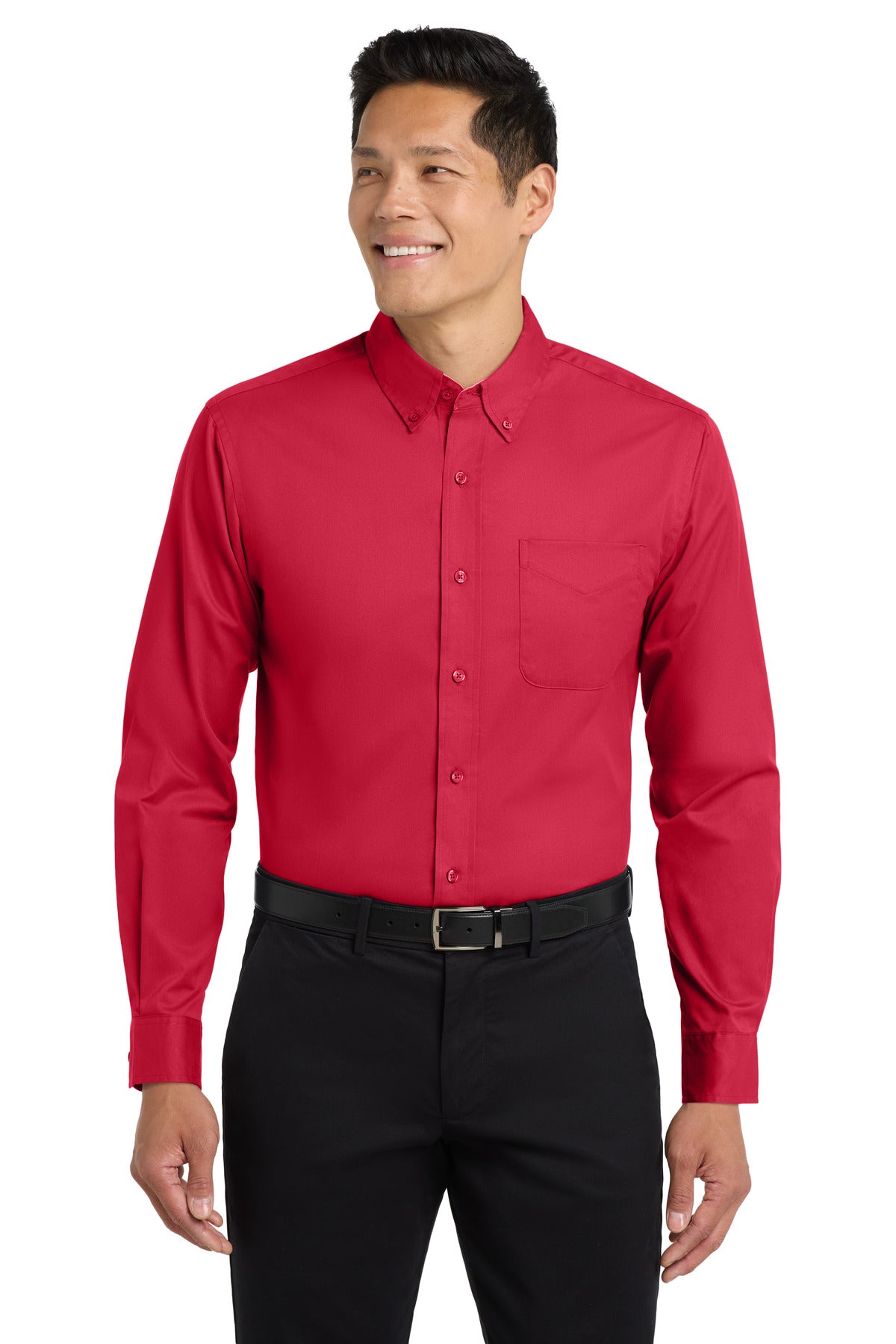 Port Authority Tall Long Sleeve Easy Care Shirt.  TLS608 - Red/ Light Stone