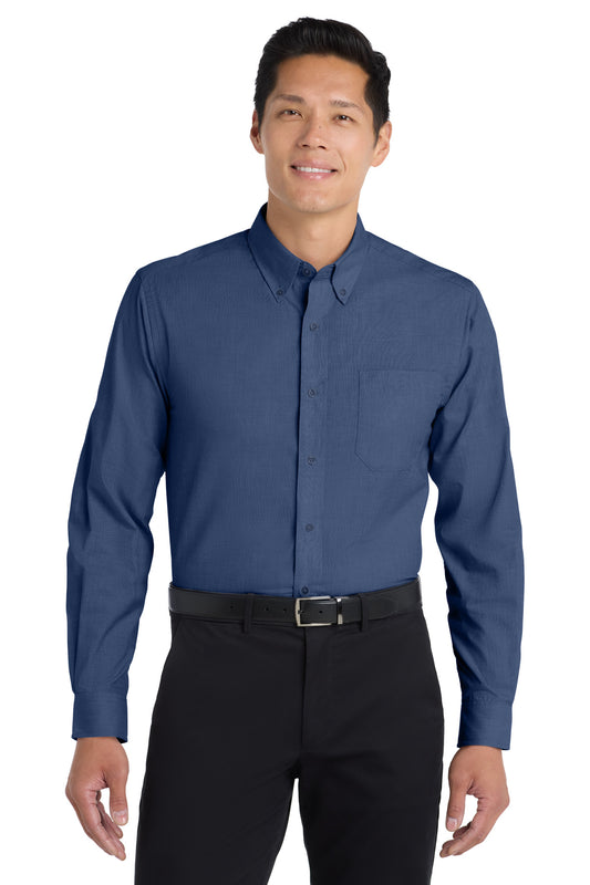 Port Authority Tall Crosshatch Easy Care Shirt. TLS640 - Deep Blue