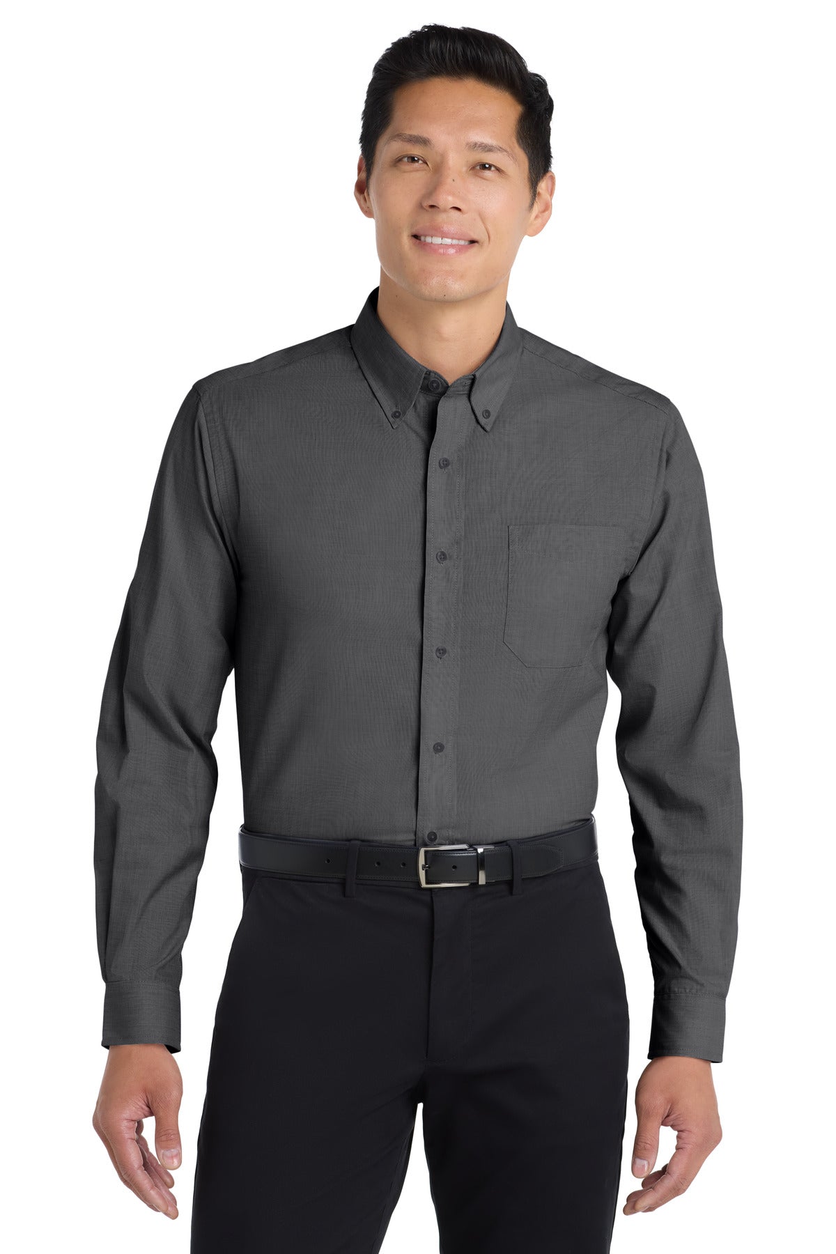 Port Authority Tall Crosshatch Easy Care Shirt. TLS640 - Soft Black