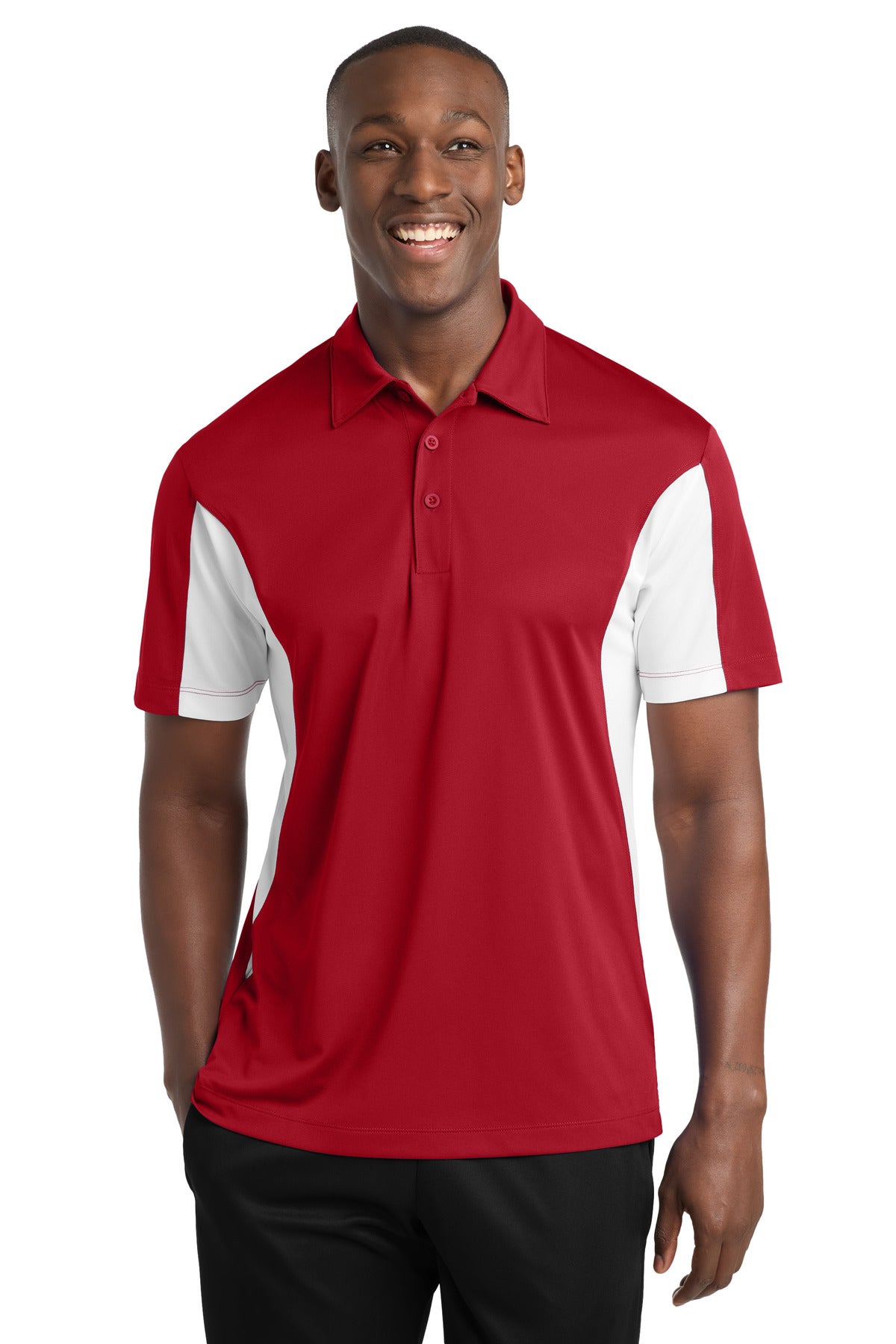 Sport-Tek Tall Side Blocked Micropique Sport-Wick Polo. TST655 - True Red/ White