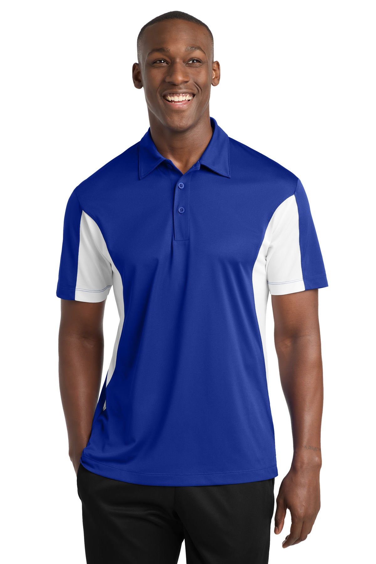 Sport-Tek Tall Side Blocked Micropique Sport-Wick Polo. TST655 - True Royal/ White