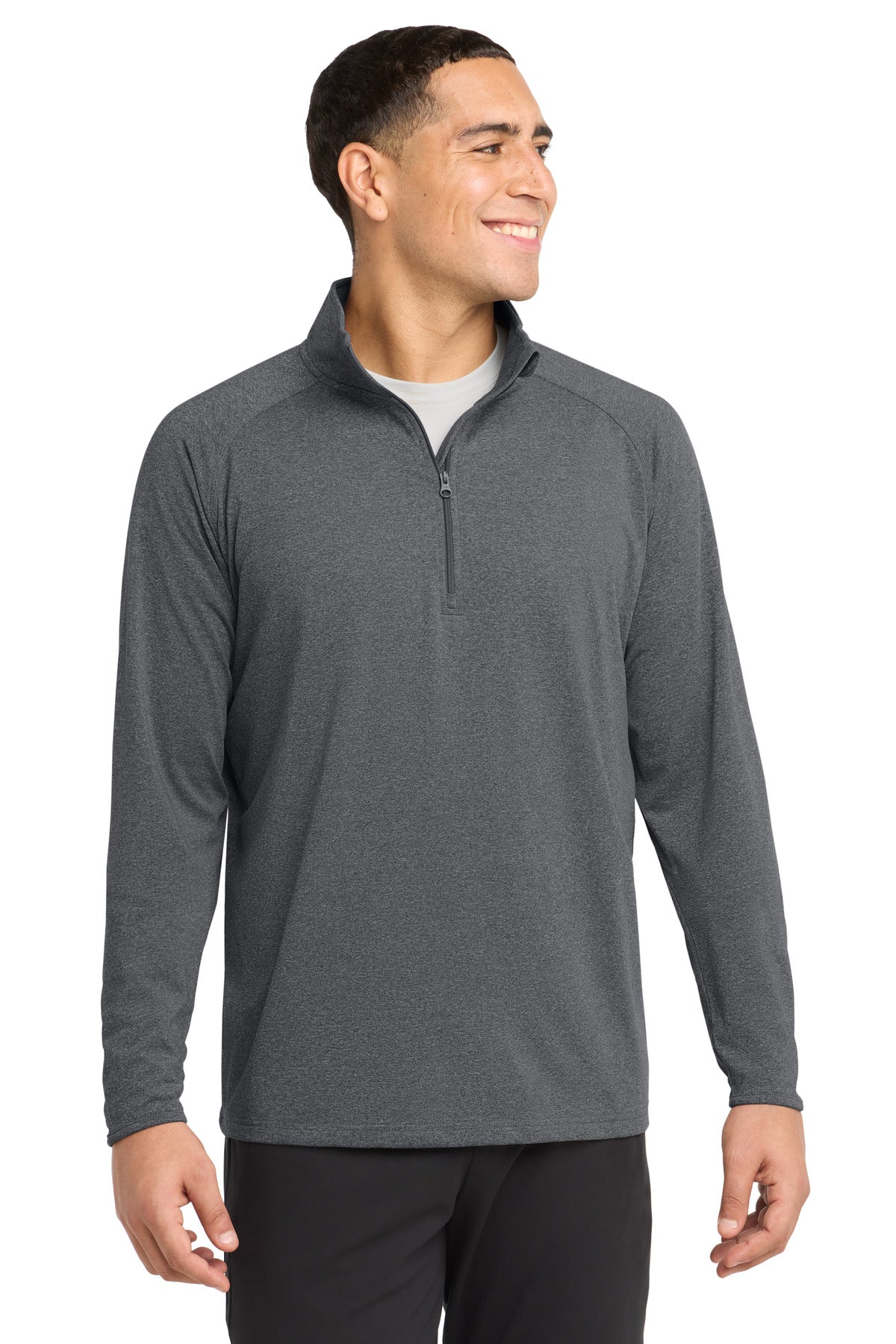 Sport-Tek Tall Sport-Wick Stretch 1/4-Zip Pullover. TST850 - Charcoal Grey Heather