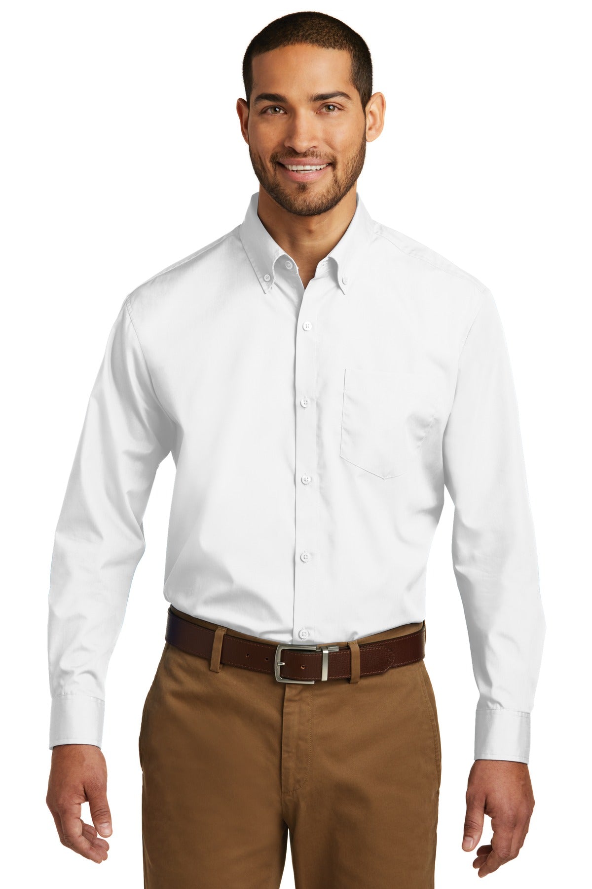 Port Authority Tall Long Sleeve Carefree Poplin Shirt. TW100 - White