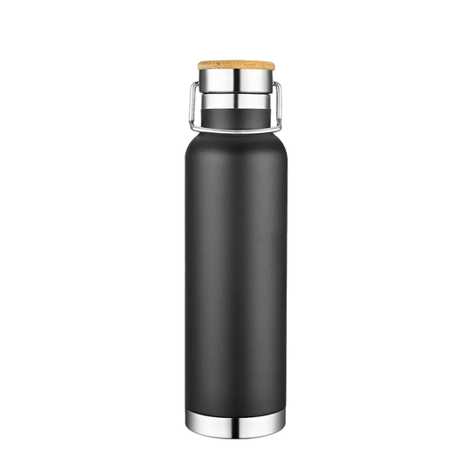 Slate 22 oz Vacuum Bottle W/ Bamboo Top