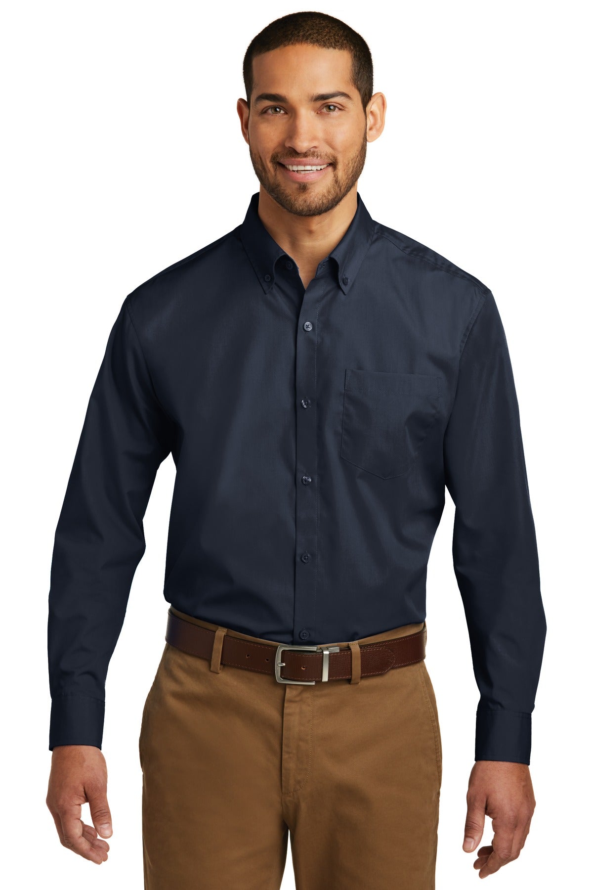 Port Authority Long Sleeve Carefree Poplin Shirt. W100 - River Blue Navy