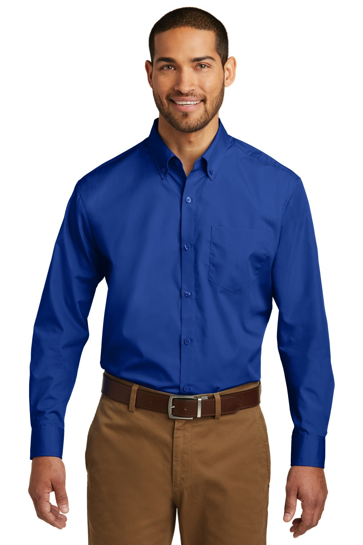 Port Authority Long Sleeve Carefree Poplin Shirt. W100 - True Royal