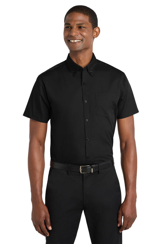 Port Authority Short Sleeve Carefree Poplin Shirt. W101 - Deep Black