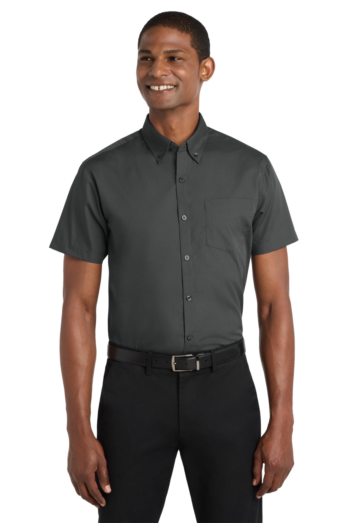 Port Authority Short Sleeve Carefree Poplin Shirt. W101 - Graphite