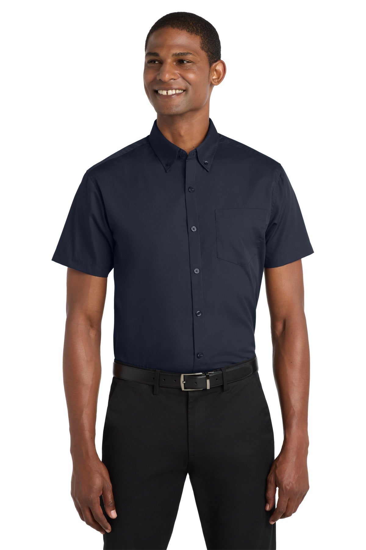 Port Authority Short Sleeve Carefree Poplin Shirt. W101 - River Blue Navy