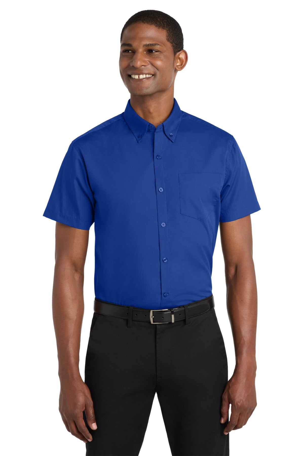 Port Authority Short Sleeve Carefree Poplin Shirt. W101 - True Royal