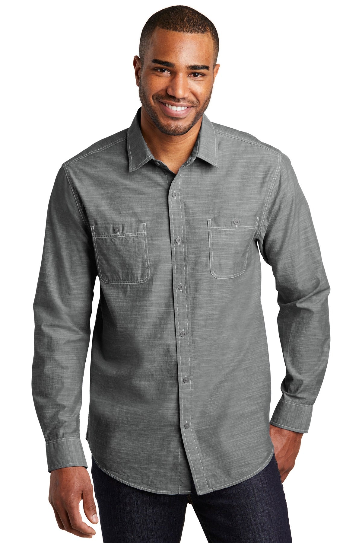 Port Authority Slub Chambray Shirt. W380 - Grey