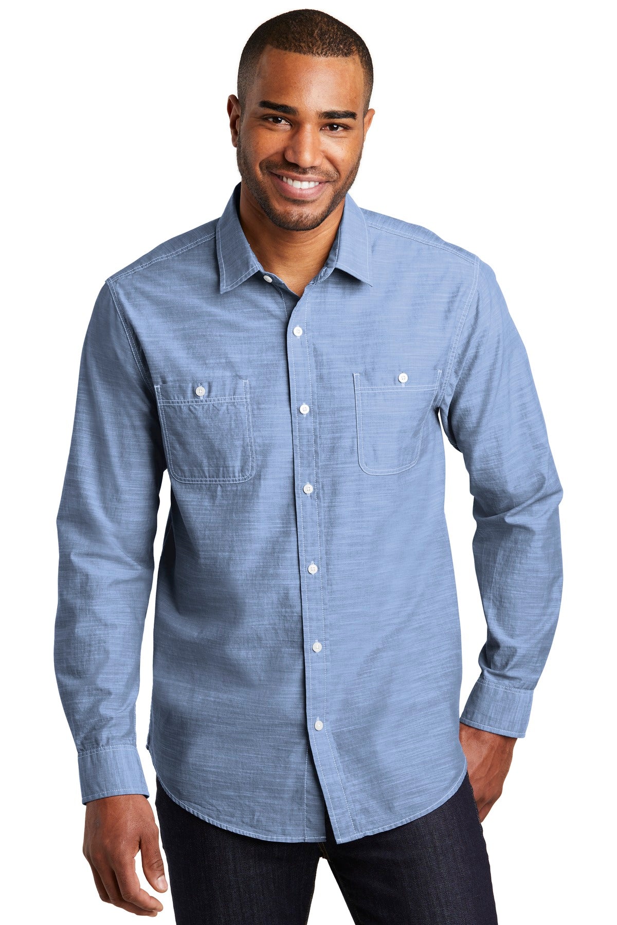 Port Authority Slub Chambray Shirt. W380 - Light Blue