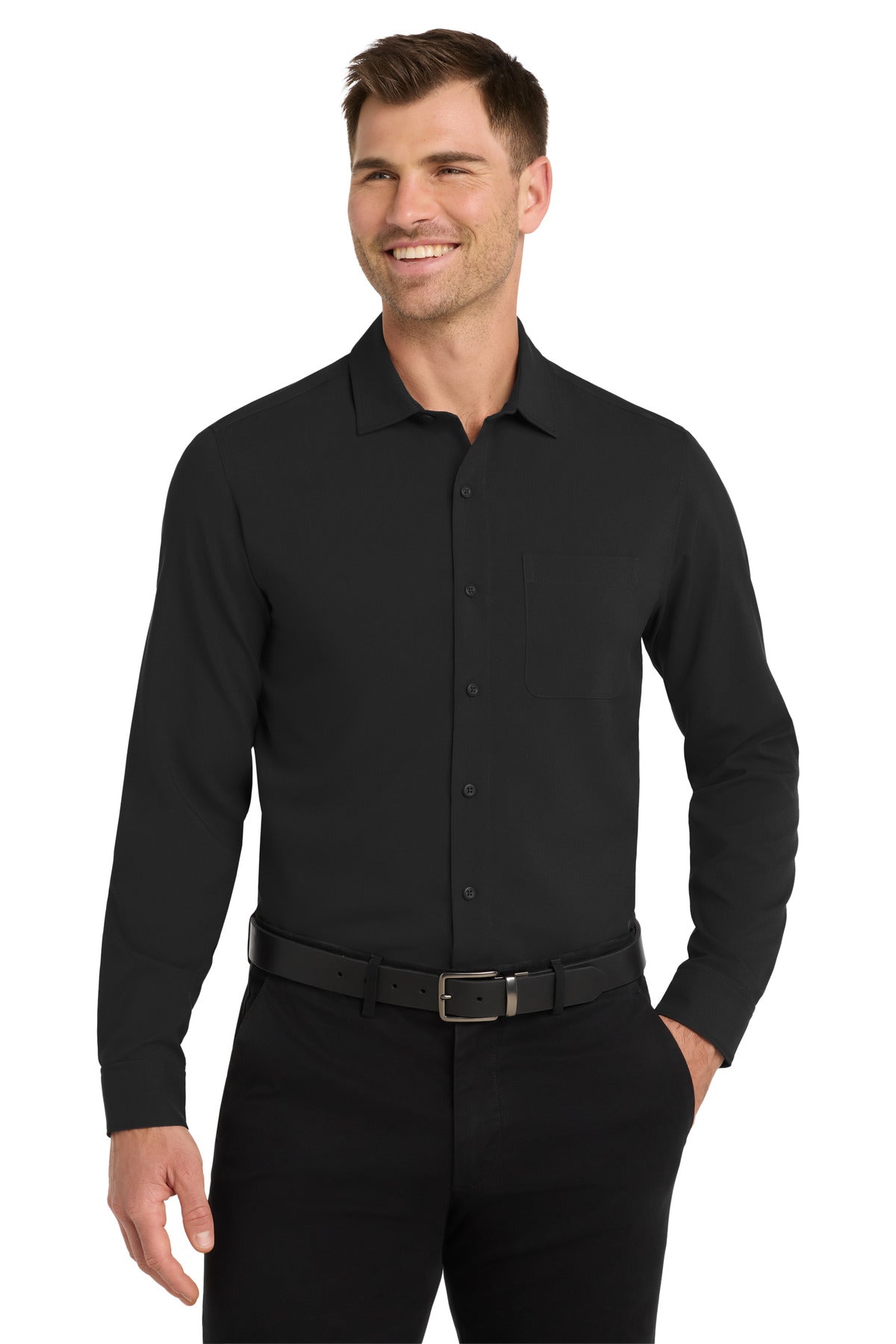 Port Authority  Long Sleeve Performance Staff Shirt W401 - Black