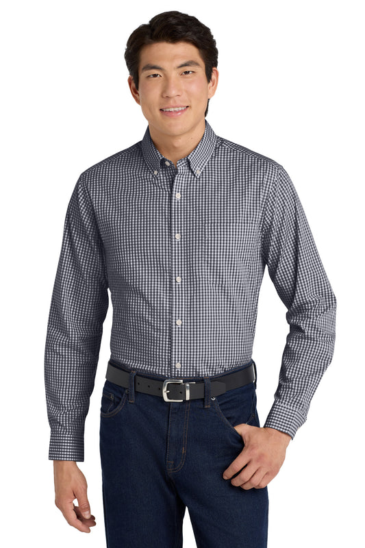Port Authority  Broadcloth Gingham Easy Care Shirt W644 - Black/ White