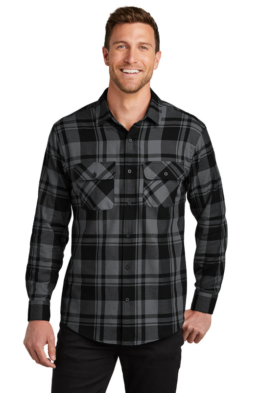 Port Authority Plaid Flannel Shirt. W668 - Grey/ Black