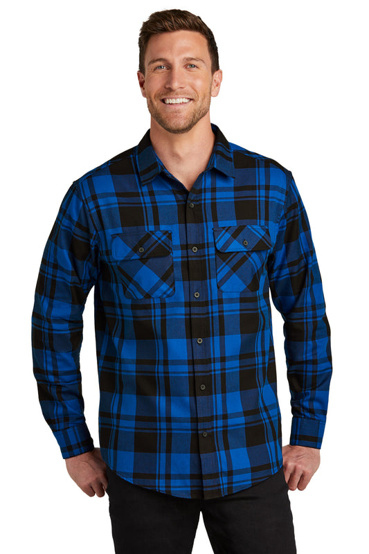 Port Authority Plaid Flannel Shirt. W668 - Royal/ Black