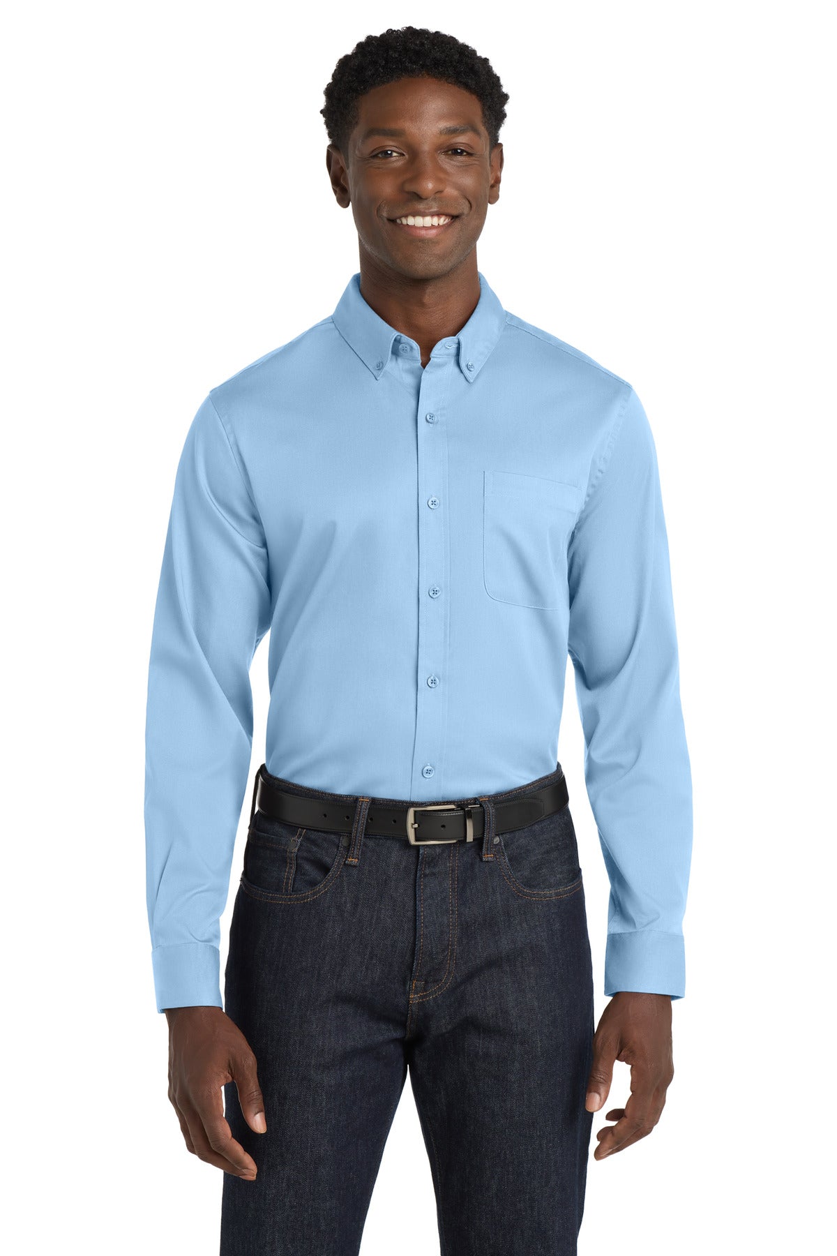 Port Authority Long Sleeve SuperPro React Twill Shirt. W808 - Cloud Blue
