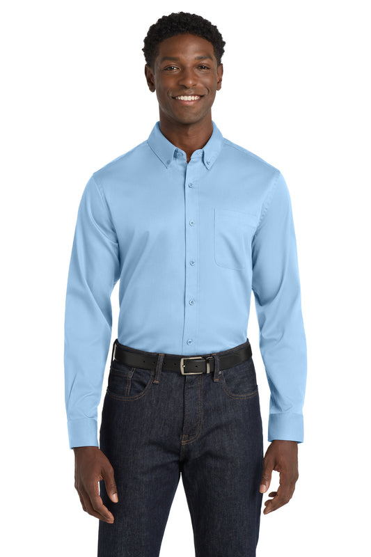 Port Authority Long Sleeve SuperPro React Twill Shirt. W808 - Cloud Blue