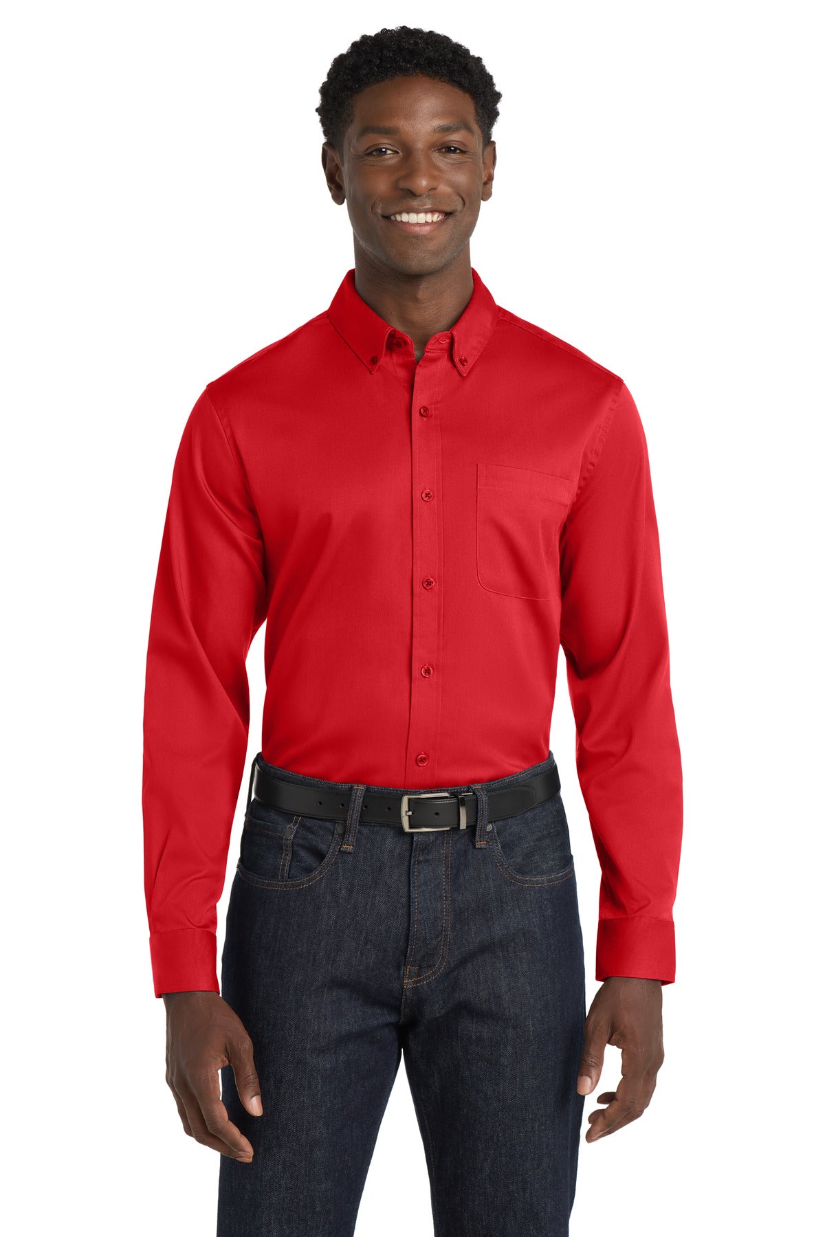 Port Authority Long Sleeve SuperPro React Twill Shirt. W808 - Rich Red