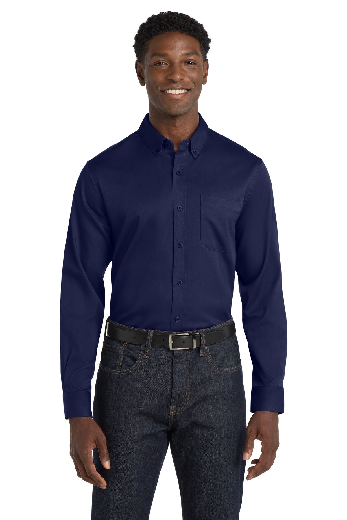 Port Authority Long Sleeve SuperPro React Twill Shirt. W808 - True Navy