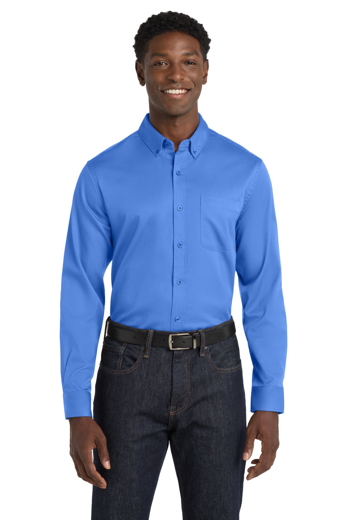 Port Authority Long Sleeve SuperPro React Twill Shirt. W808 - Ultramarine Blue